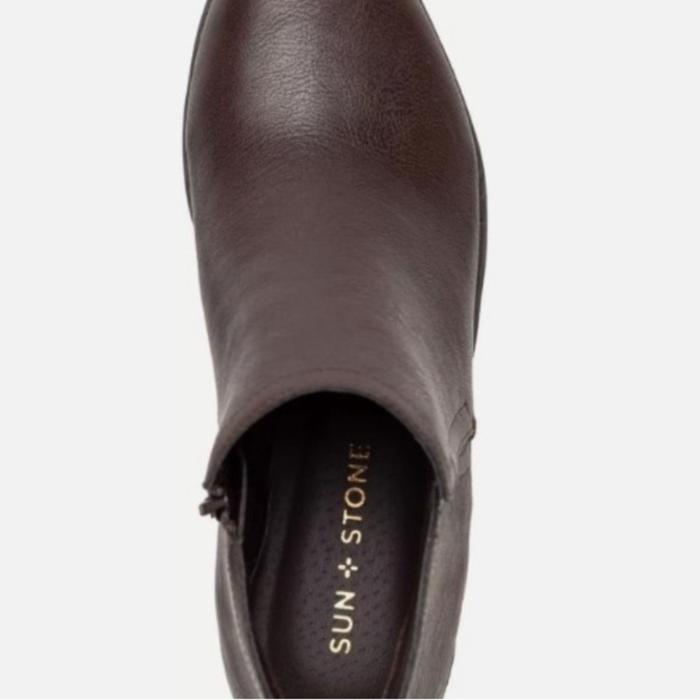 Sun + Stone Brown Leather Ankle Boots